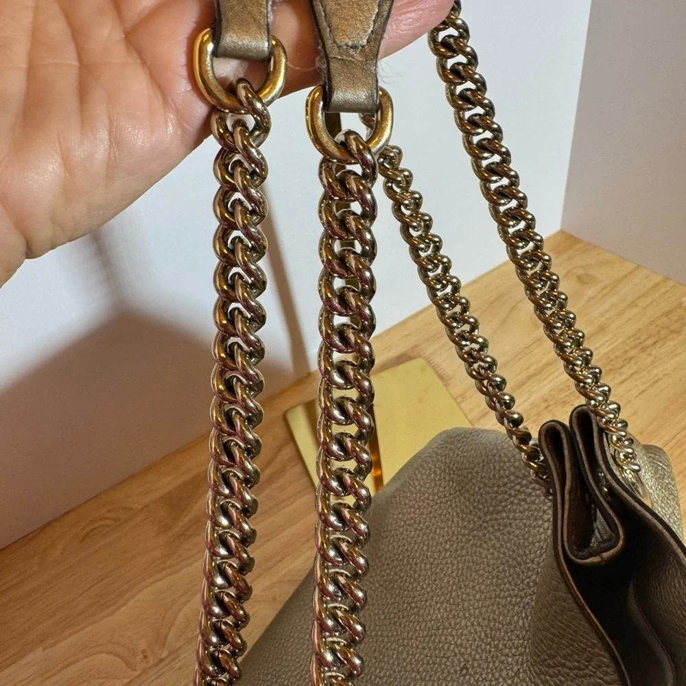 AUTHENTIC Gucci Metallic Gold SoHo Shoulder Bag